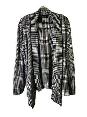 Kasper Womens Sweater - Size XL - Houndstooth, Shark bite, Shawl Collar